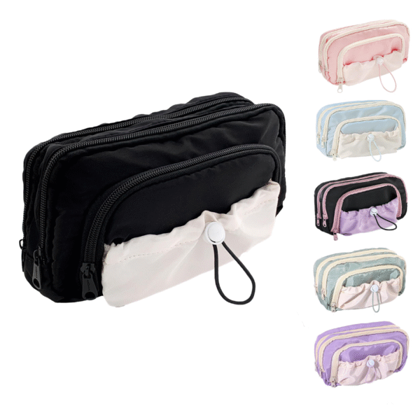 Pencil Pouch for Girls Large Capacity 5-Layer Woven Fabric Storage