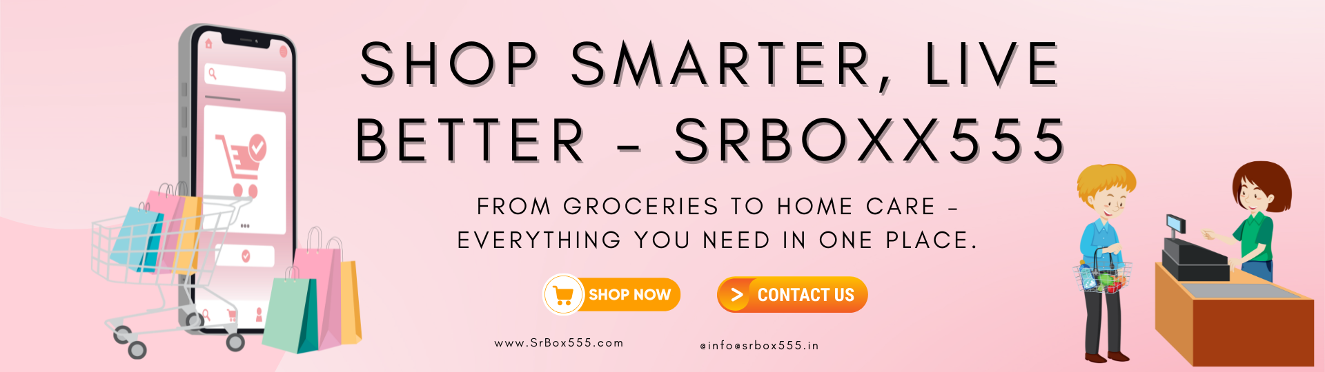 Colorful Illustrated Online Business and E-Commerce Blog Banner (1920 x 540 px)